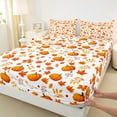 thumbnail image 3 of Castle Fairy Orange Pumpkin 4 Pieces Queen Sheet Sets,Autumn Fall Ultra Soft Flat Sheet,Tree Leaves Queen Fitted Sheet,Luxury Teenagers Bedroom Decor, 3 of 7