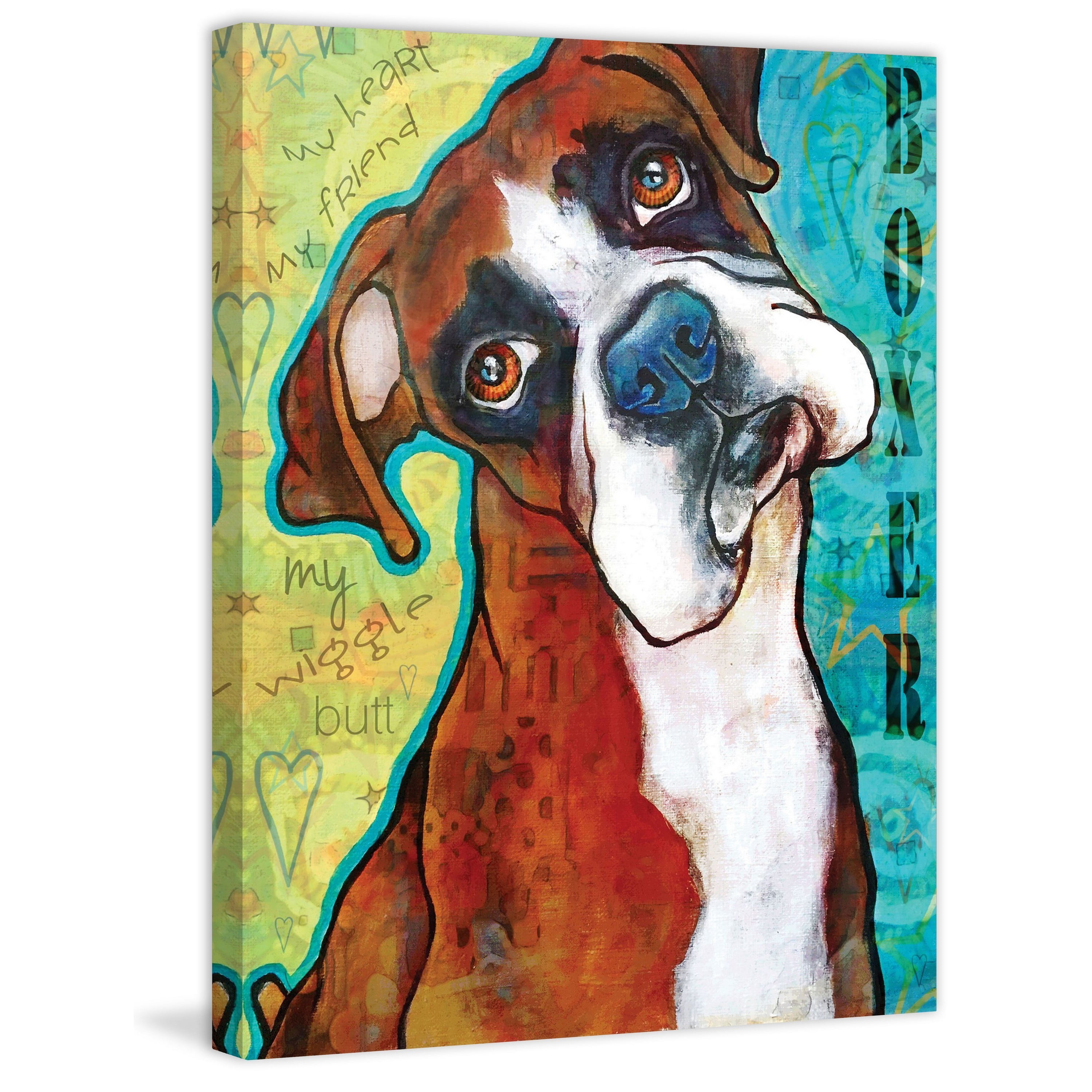 MARMONT HILL  - 'Boxer Pop Art' Painting Print on Wrapped Canvas - Multi-Color 40 x 52