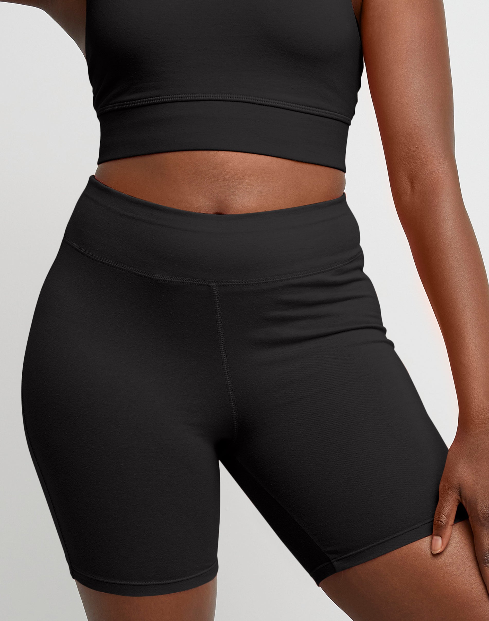 Hanes Women's 7" Stretch Jersey Bike Shorts, Black