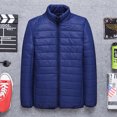 thumbnail image 3 of IYTR Mens Winter Jacket Solid Color Long Sleeve Zipper Stand Collar Jacket Plus Size -padded Jacket Coats with Pockets Navy XL, 3 of 7