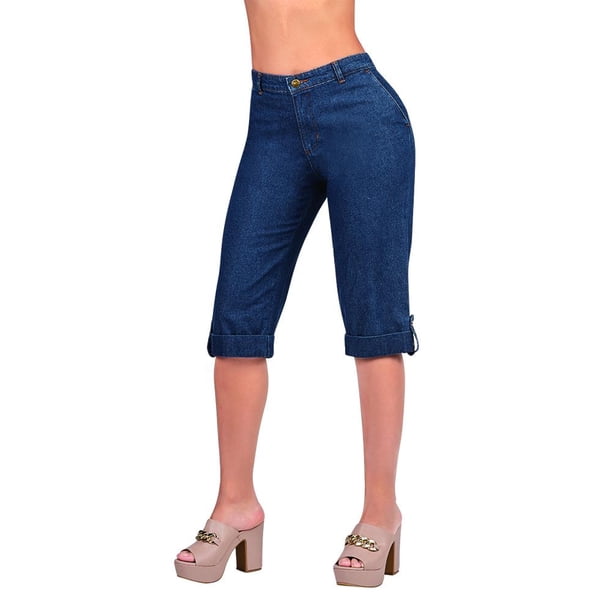 464-65 Shorts dama capri de mezclilla tiro medio Cklass 464-65