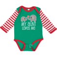 thumbnail image 3 of Inktastic My Aunt Loves Me Niece Nephew Elephant Boys or Girls Long Sleeve Baby Bodysuit, 3 of 5