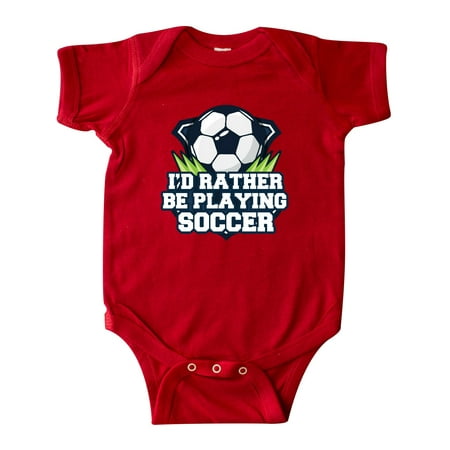 

Inktastic I d Rather Be Playing Soccer Gift Baby Boy or Baby Girl Bodysuit