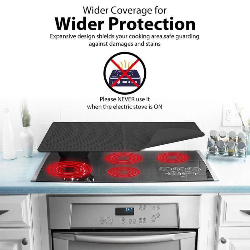 Silicone Stove Top Protector Mat 27.8x19.9 Inches Kitchen Silicone Glass Top Stove Cover Protectore Drying Mats Black