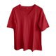 thumbnail image 4 of Camiseta informal de mujer con cuello en V, manga corta y corte holgado - Algodón suave, prenda básica versátil, 4 of 4