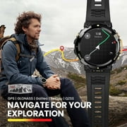 Amazfit T-Rex 2 Smart Watch: Dual-Band & 5 Satellite Positioning - 24-Day Battery Life - Ultra-Low Temperature Operation - Rugged Outdoor GPS Military Smartwatch - Real-time Navigation, Black
