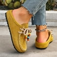 thumbnail image 3 of Yellow Ladies Flat Shoes Beaded Laced Soft Flock Moccasin Stitching Ethnic Inspired Slip On Versatile Casual Light Daily Wear Size 42, 3 of 5