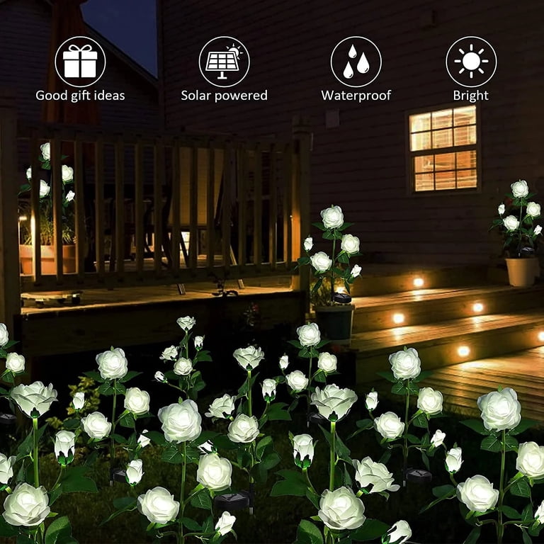 Rirool Solar Rose Flower Lights, 5-Pack Pathway Lights photo 6