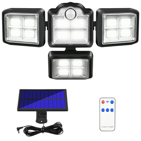 

Keyohome Solar Light with 4 Heads Motion Sensor Light with 192/198LEDs Solar Door Light IP65 Waterproof Fence Light