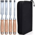 thumbnail image 1 of YOPTOP Set of 4 Professional Woodworking Chisels- Chrome Vanadium Steel  Polished & Oil Rubbed Finish  Durable Handle  Pre-Sharpened Wood Carving Tools, 1 of 7