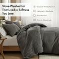 thumbnail image 3 of Woolrich King Duvet Cover Set Cotton Waffle Pre-Stone Washed, Oversized Duvet Cover King Size Bed, All Season Soft Bedding Cover King Size, Shams, Lyon, King/Cal King Charcoal 3 Piece C95, 3 of 3