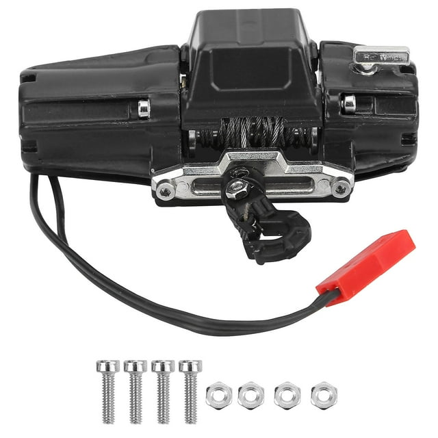 Treuil à moteur simple avec ligne pour voiture télécommandée SCX10 90046/TRAXXAS TRX4/Redcat 1/10, noir