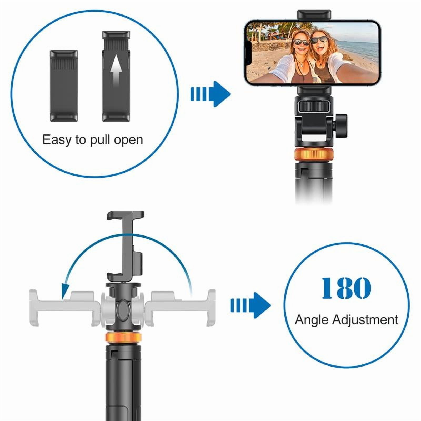 61-Inch Professional Selfie Stick Tripod with Remote Control Enhanced Stabilized Stand Compatible for iPhone Android Portable Travel Design