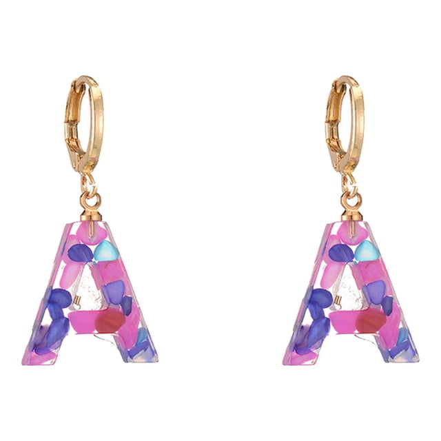 Heliisoer Tendance Mode Métal Géométrique Gutta percha Boucles d'Oreilles Lettres en Résine Bijoux pour Femmes
