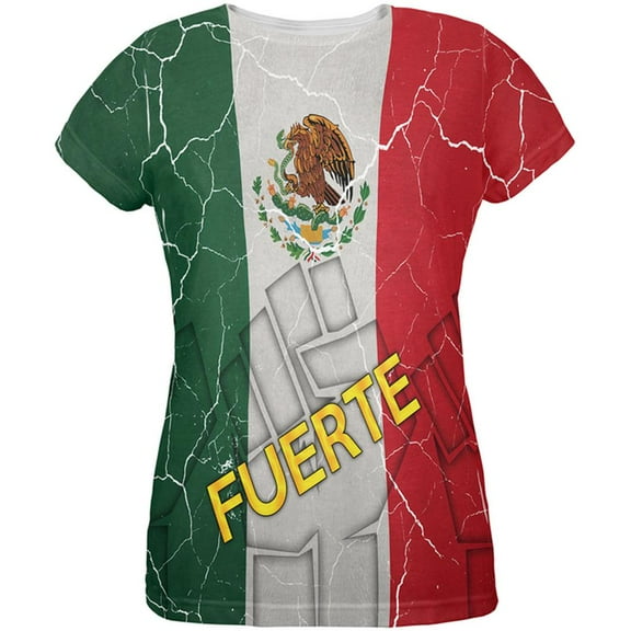 Cinco De Mayo Mexico Fuerte Strong Mexican Flag All Over Womens T Shirt Multi SM