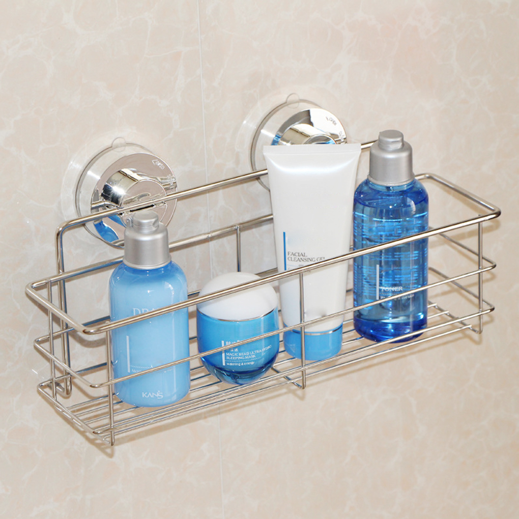 Shower Caddy Basket Shelf, Suction Cup Shower Caddy Basket Stainless Steel Wall Mounted Bathroom Shelf Kitchen Storage Rack No Drilling for Toilet, Dorm and Kitchen - by Viemira - image 3 of 9