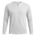 thumbnail image 5 of Ceisia Men's Summer Casual Solid Color V-Neck Long Sleeve Top - Comfortable Daily Outdoor Wear Gift, 5 of 5