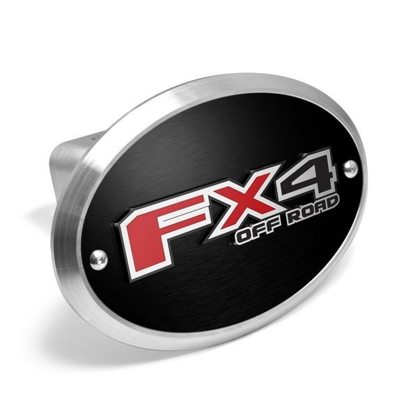 Ford F-150 FX4 Off-Road 3D Logo on Black Oval Billet Aluminum 2 inch Tow Hitch Cover