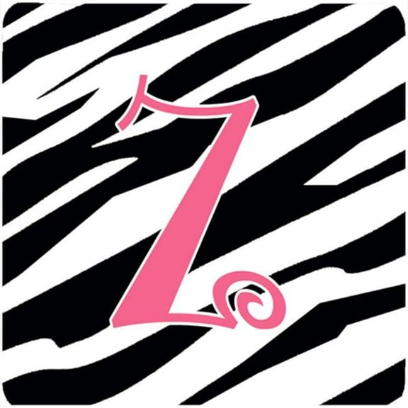 Monogram - Zebra Stripe And Pink Foam Coasters - Set 4, Initial Letter Z
