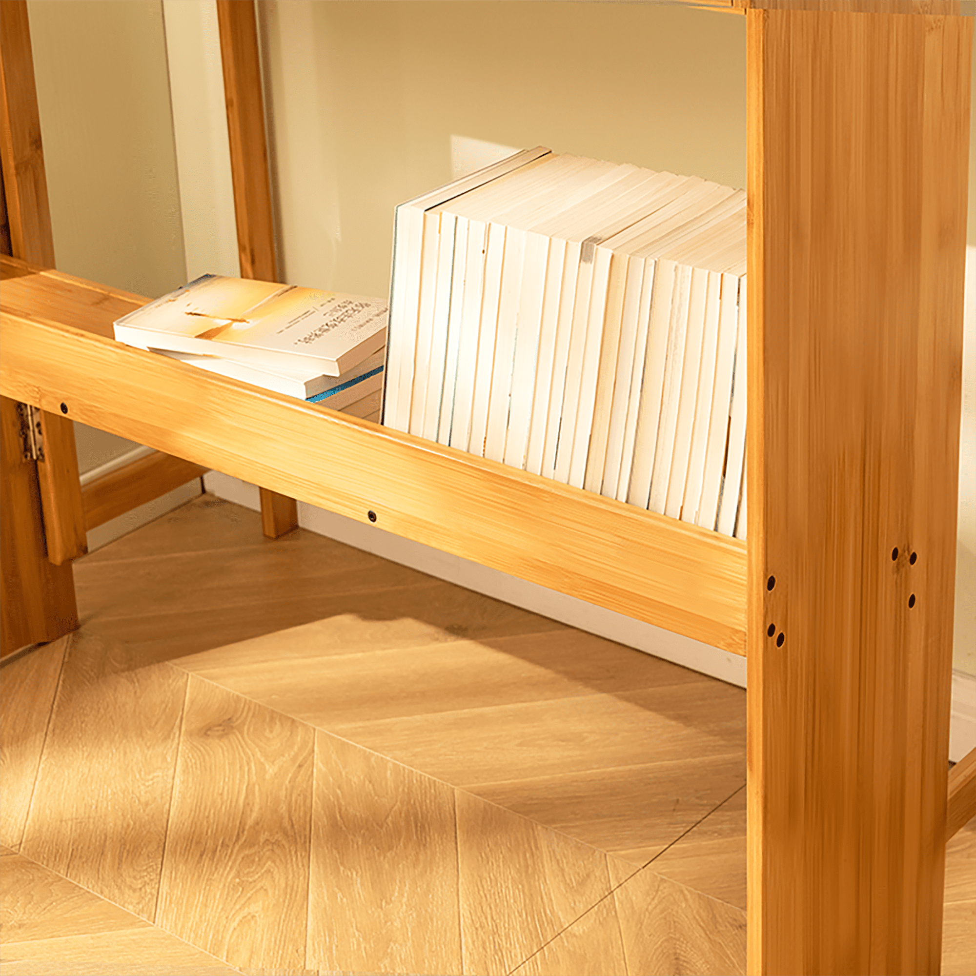 Bamboo Folding Desk, Space Saving Computer Desk, Foldable Study Table Natural Color for Bedroom Home Office Dorm Apartment Small Spaces