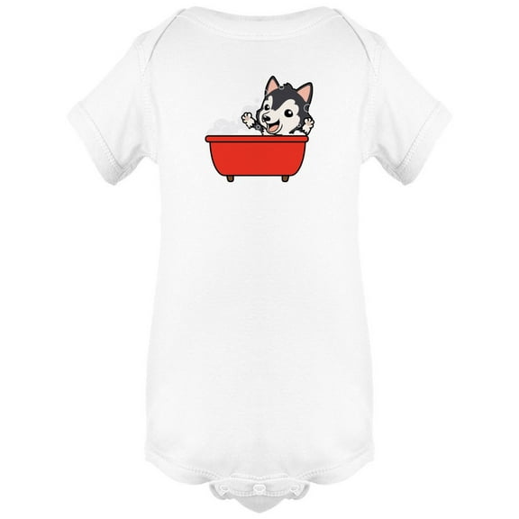Husky Taking A Bath Bodysuit Infant -Image by Shutterstock, 6 Months
