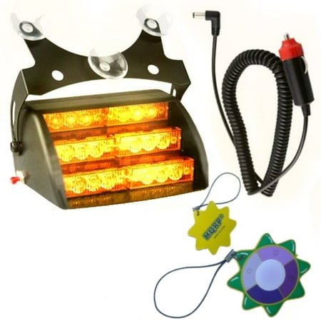 HQRP Amber 18 LED Vehicle Dash Warning Strobe Fog Flash Light for Car / Truck / Boat / RV / Caravan + HQRP UV