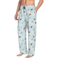 thumbnail image 2 of Daiia Bee Flower Men's Sleep Pant with Pockets and Drawstring,Pajama Pants-Large, 2 of 9