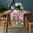 thumbnail image 2 of Valentine's Day Table Runner - 72 Inch Long, Kitchen Dining Table Runner Dresser Scarves, Watercolor Funny Dogs Love Roses Spring Pink Farmhouse Decor for Coffee Tables Wedding Party Banquet, 2 of 8