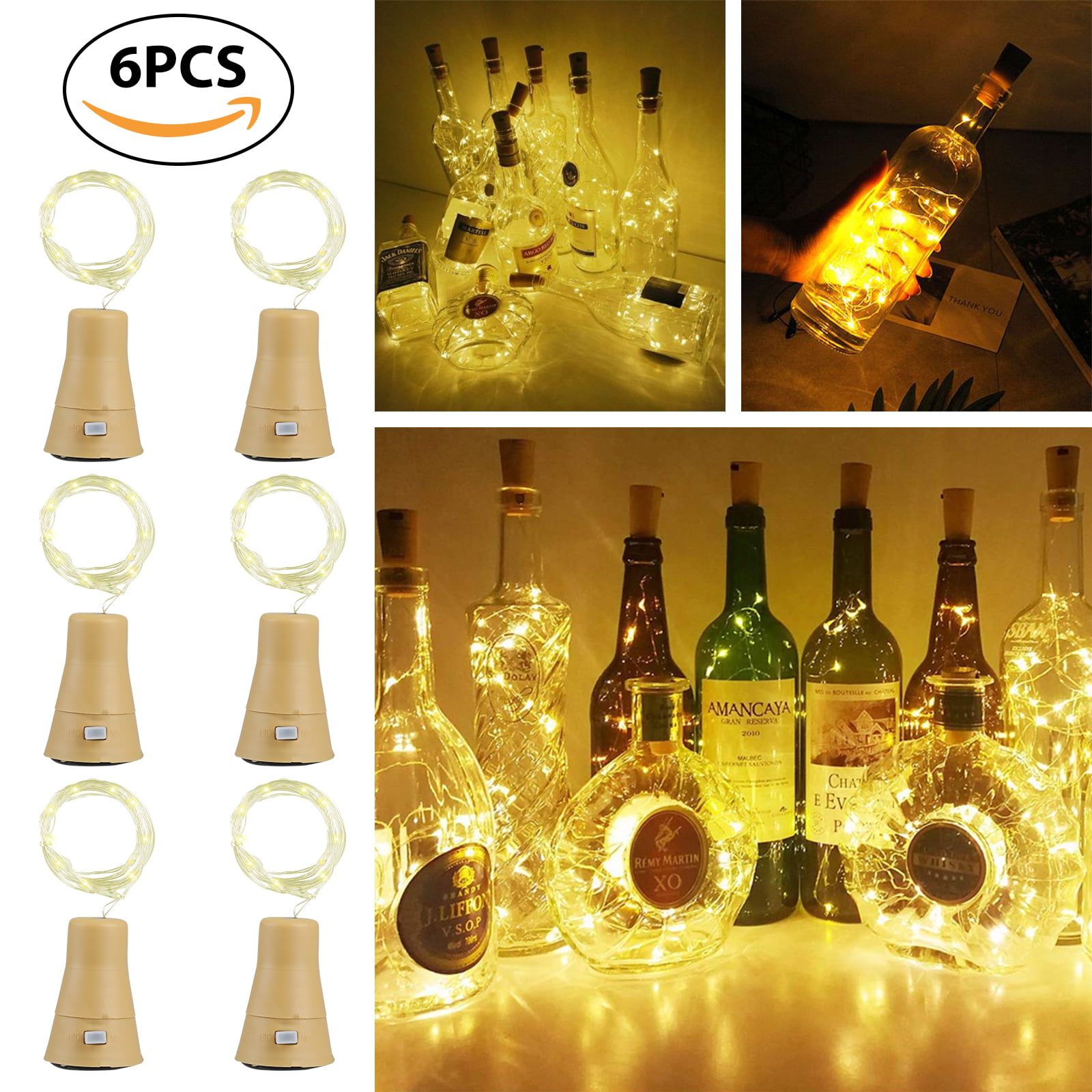 Wine Bottle Cork Lights, 12/9/6/3 Pcs 20 LED/ 30 Inches Battery