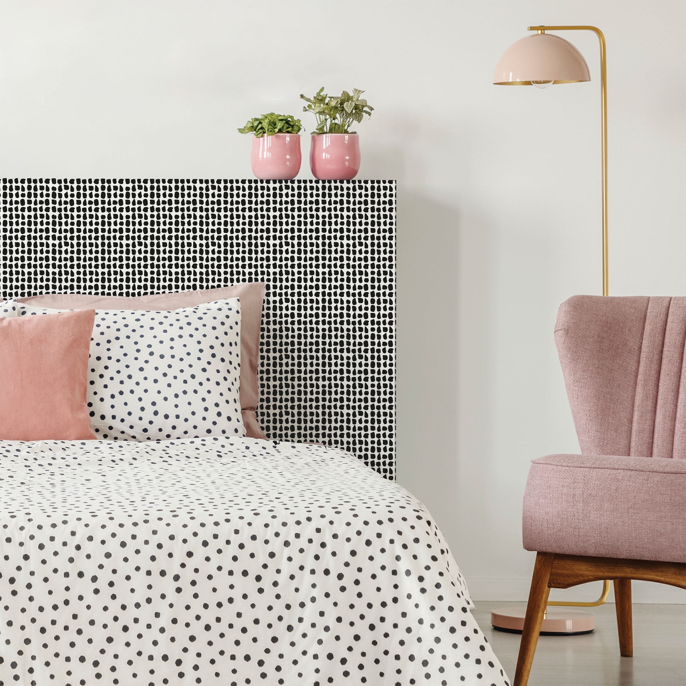 (2 pack) Mainstays Black & White Spots, Peel and Stick Wallpaper 13.35 Sq. Ft.