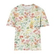 thumbnail image 4 of DeHolifer T Shirt for Women Crewneck Floral Print Short Sleeve Summer Casual Tee Tops Ladies Dressy T Shirt Beige XL, 4 of 4