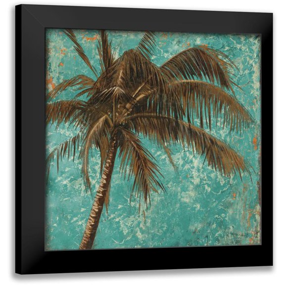 Pinto, Patricia 12x12 Black Modern Framed Museum Art Print Titled - Palm on Turquoise I