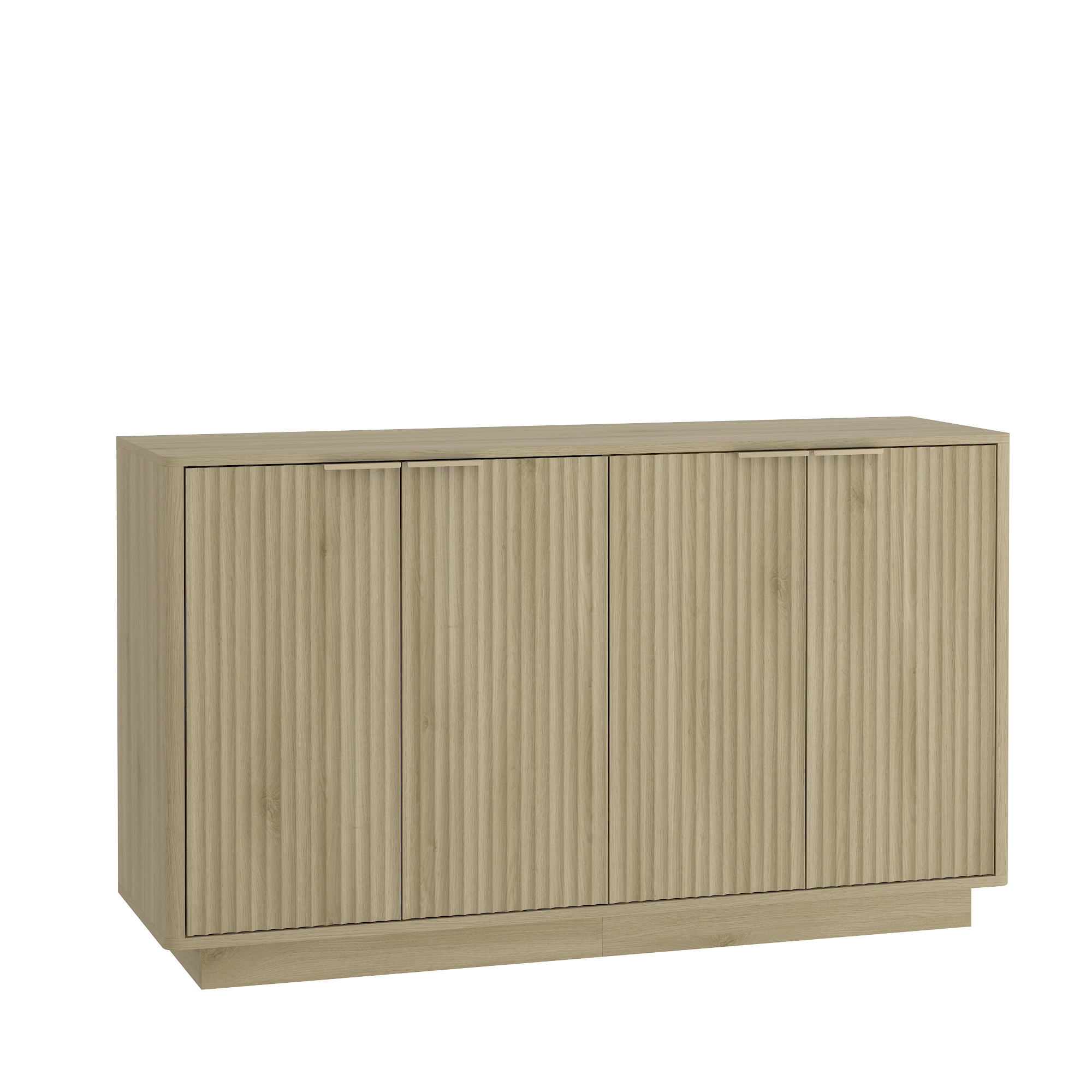 Aukfa Fluted Wood Sideboard Buffet Cabinet with Adjustable Shelves, Accent Storage Cabinet,Oak