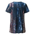 thumbnail image 4 of Outfmvch T Shirts for Women Ladies Plus Size Summer Loose Tie Dye Striped Print Crew Neck Button Down Short Sleeve Womens Tops Navy, 4 of 7