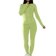 thumbnail image 2 of Track Suits for Women Set, Fadeal 2 Piece Sets for Women Slim Zipper Solid Color High Collor Top and Tight Pants Matching Set Athleisure Sets Women Green M, 2 of 4
