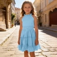 thumbnail image 6 of Ruyang Teen Girls Halter Sleeveless Dresses Ruffle Hem Slim Fit A-Line Swing Dresses Summer Trendy Solid Casual Breathable Skirts, 6 of 7
