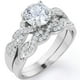 thumbnail image 1 of JeenMata Conjunto Nupcial de Moissanita de Corte Redondo de 1,25 Quilates - Conjunto Nupcial - Anillo Infinito - Anillo para Siempre - Anillo de Promesa - Oro Blanco de 18 K sobre Plata, 1 of 6