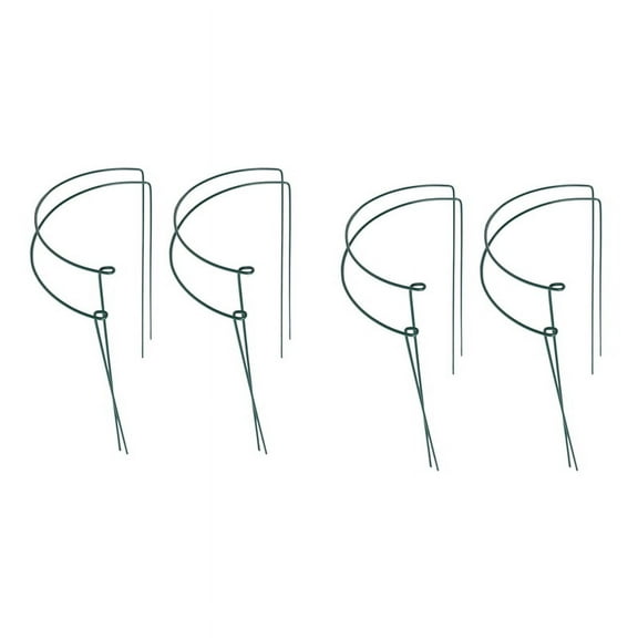 8 Pcs Plant Support Stakes Ring Cage Metal Garden Stake Green Half Round Large Supports