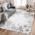 thumbnail image 1 of Machine Washable Area Rugs with Non-Slip Backing, Ideal for Hallway, Living Room, Bedroom, Kitchen and Laundry Room, 2x3 ft Floral White Low Pile Rug, 1 of 1