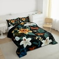 thumbnail image 4 of Manfei Retro Flower Bedding Comforter Set,Rustic Lily Twin Comforter Sets,Green White Orange Bedding Set For Men Women,Ultra Soft Home Decor Reversible,2-Piece, 4 of 9