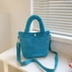 thumbnail image 4 of Bolso bandolera de pana, bolso de felpa azul claro, 4 of 5
