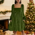 thumbnail image 2 of ZQUUVOU Velvet Midi Dress for Women Long Sleeve Square Neck Casual Elegant Outfit for Dinner Holiday Party Mint Green, 2 of 9