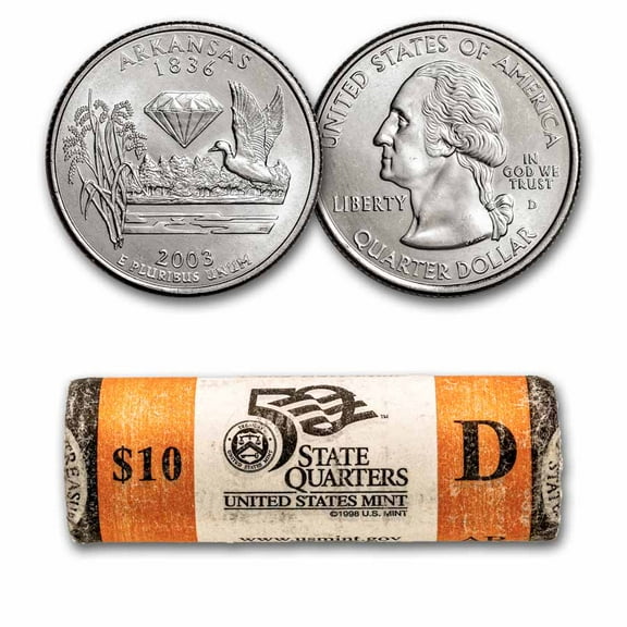 2003-D Arkansas Statehood Quarter 40-Coin Roll BU (Mint Wrapped)