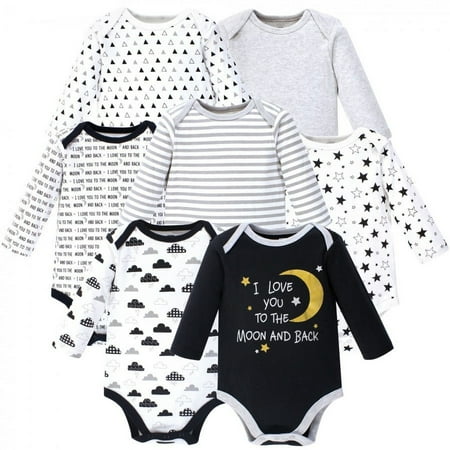 UPC: 0660168557428 | Hudson Baby Cotton Long-Sleeve Bodysuits 7pk  Moon And Back  0-3 Months