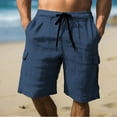 thumbnail image 2 of Jalioing Summer Lounge Shorts for Men Drawstring Waist Wide Leg Casual Beach Shorts Vacation Shorts with Pocket, 2 of 7