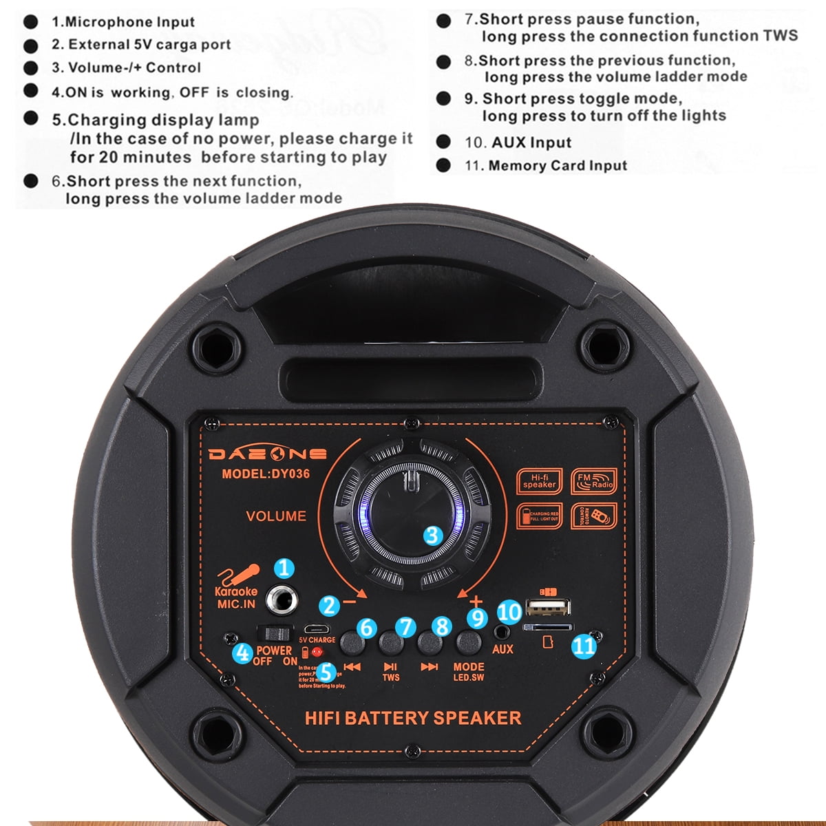 Lohoms Bluetooth Speaker Dual 6.5" Woofer Tailgate with Microphone Remote Party PA Sound System
