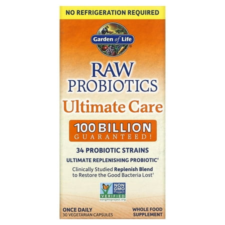 Garden of Life Raw Probiotics Ultimate Care 100 Billion Cfu 30 Veg Caps