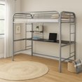 thumbnail image 6 of Benjara Metal Frame Twin Size Loft Bed with 2 Attached Ladders- Silver, 6 of 11
