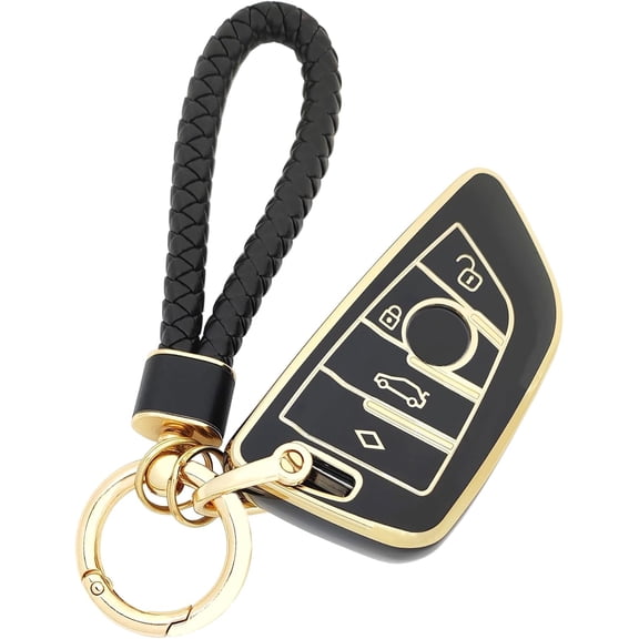 for BMW Key Fob Cover with Keychain, Soft TPU Key Case Protection Fit for BMW X1 X2 X3 X5 X6 X7 and Series 1 2 3 4 5 6 7 8 Remote Smart Key Protector