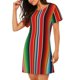 thumbnail image 2 of Balery Mexican Serape Blanket Stripes Camisón de manga corta con cuello redondo para mujer, cómodo y elegante., 2 of 6
